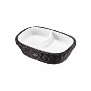 Porcelánová servírovacia miska v čiernom košíku Saleen