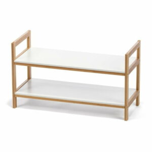 Biely dvojposchodová skrinka na topánky s bambusovou konštrukciou loomi.design Lora loomi.design