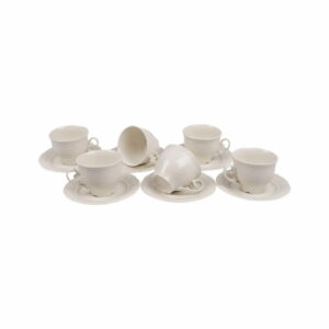 Sada 6 porcelánových hrnčekov s tanierikom Kutahya Elegance
