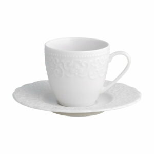 Biela porcelánová šálka s tanierikom Brandani Gran Gala