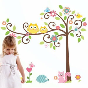 Nástenná detská samolepka Ambiance Tree and Owl Ambiance