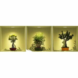 Sada 3 samolepiek s 3D efektom Ambiance Bonsai Trees On Spot Ambiance