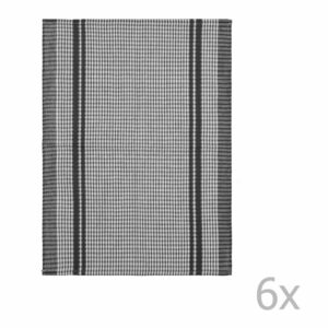 Sada 6 čiernych bavlnených utierok Tiseco Home Studio Waffle