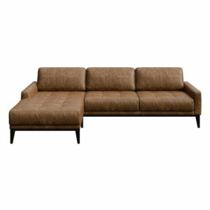 Hnedá kožená pohovka s leňoškou na ľavej strane MESONICA Musso Tufted MESONICA