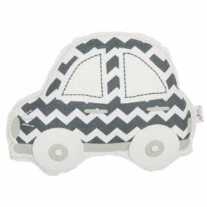 Sivo-biely detský vankúšik s prímesou bavlny Apolena Pillow Toy Car