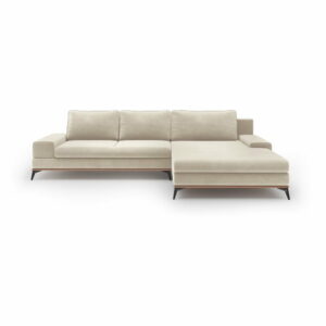 Béžová rozkladacia rohová pohovka so zamatovým poťahom Windsor & Co Sofas Astre