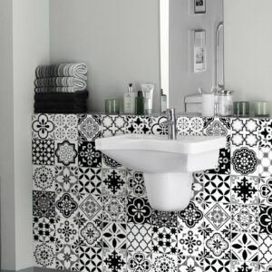 Sada 9 nástenných samolepiek Ambiance Cement Tiles Alexia