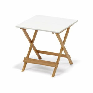 Biely sklápací stolík s bambusovými nohami loomi.design Lora loomi.design