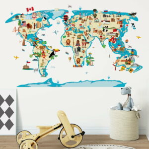 Nástenná samolepka Ambiance World Map Ethnic Tour Ambiance
