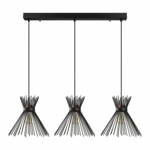 Čierne závesné svietidlo pre 3 žiarovky Opviq lights Kirpi Opviq lights