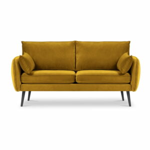 Žltá zamatová pohovka Kooko Home Lento