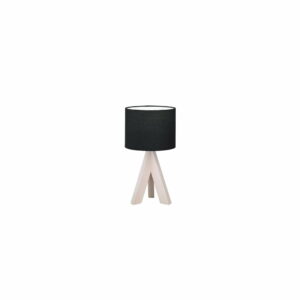 Čierna stolová lampa z prírodného dreva a tkaniny Trio Ging