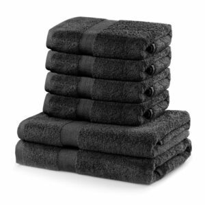 Set 2 bavlnených tmavosivých osušiek a 4 uterákov DecoKing Marina DecoKing