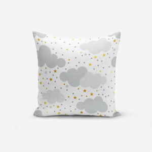 Obliečka na vankúš s prímesou bavlny Minimalist Cushion Covers Grey Clouds With Points Stars