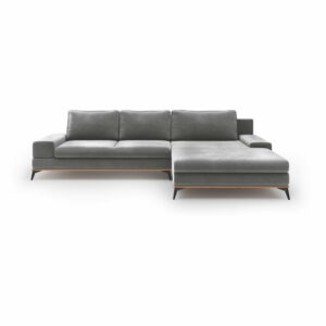 Sivá rozkladacia rohová pohovka so zamatovým poťahom Windsor & Co Sofas Astre