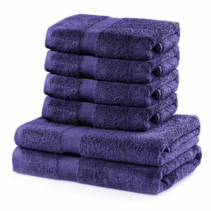 Set 2 bavlnených fialových osušiek a 4 uterákov DecoKing Marina DecoKing
