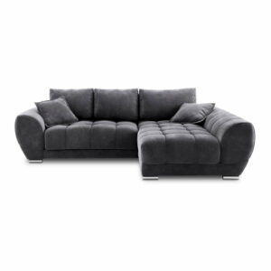 Tmavosivá rozkladacia rohová pohovka so zamatovým poťahom Windsor & Co Sofas Nuage