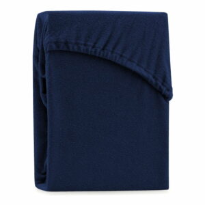 Tmavomodrá elastická plachta na dvojlôžko AmeliaHome Ruby Navy Blue