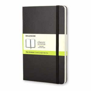 Čierny zápisník v pevnej väzbe Moleskine
