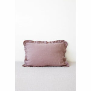 Staroružový ľanový vankúš s riaseným lemom Linen Tales