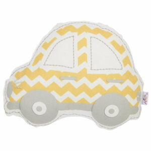Žlto-sivý detský vankúšik s prímesou bavlny Apolena Pillow Toy Car