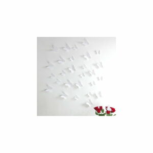 Sada 12 bielych samolepiek s 3D efektom Ambiance Butterflies Ambiance