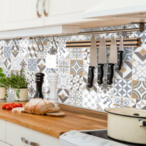 Sada 60 nástenných samolepiek Ambiance Cement Tiles Liliania