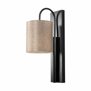 Čierne kovové nástenné svietidlo so svetlohnedým tienidlom Opviq lights Julia Opviq lights