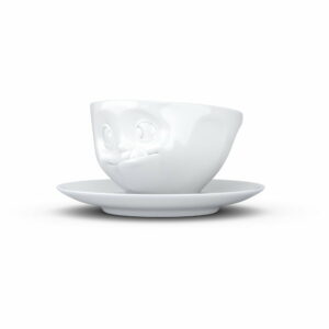 Biely maškrtný porcelánový hrnček s tanierikom 58products 58products