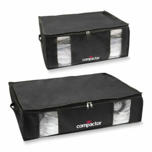 Sada 2 čiernych úložných boxov s vakuovým obalom Compactor XXL and Large Compactor