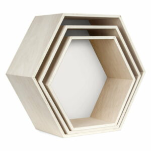 Sada 3 bielych nástenných poličiek Really Nice Things Hexagon Little Nice Things