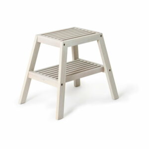 Sivá stolička z dubového dreva Wireworks Slatted Stool Wireworks