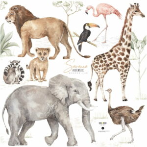 Sada detských nástenných samolepiek Dekornik Savanna