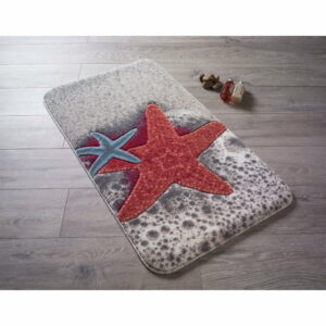 Vzorovaná červená predložka do kúpeľne Confetti Bathmats Starfish