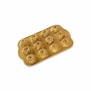 Forma na 12 minibáboviek v zlatej farbe Nordic Ware Minimix