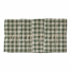Sada 4 látkových obrúskov s prímesou ľanu Linen Couture Green Vichy