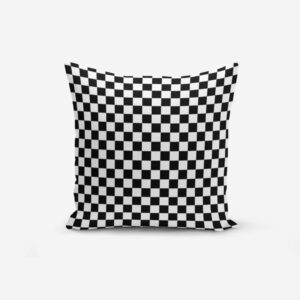 Čierno-biela obliečka na vankúš s prímesou bavlny Minimalist Cushion Covers Black White Ekose