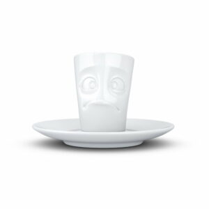 Biely sklamaný porcelánový hrnček na espresso s tanierikom 58products