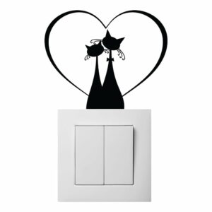 Čierna samolepka na vypínač Ambiance Cat Couple Ambiance