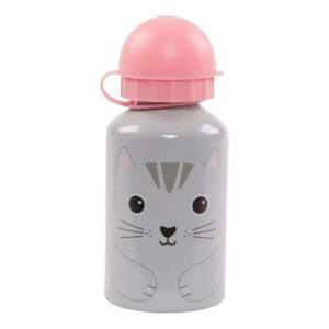 Sivo-ružová fľaša na vodu Sass & Belle Nori Cat Sass & Belle