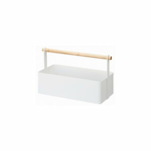 Biely multifunkčný box s detailom z bukového dreva YAMAZAKI Tosca Tool Box