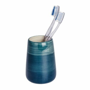 Petrolejovomodrý pohárik na zubné kefky Wenko Pottery Wenko