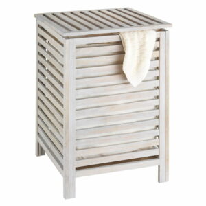 Biely kôš na bielizeň z orechového dreva Wenko Laundry Bin Norway