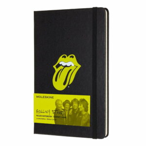 Čierny linajkový zápisník v pevnej väzbe Moleskine Rolling Stones
