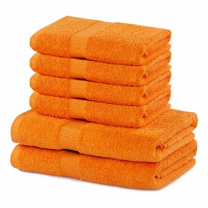 Set 2 bavlnených oranžových osušiek a 4 uterákov DecoKing Marina DecoKing
