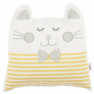 Žltý detský vankúšik s prímesou bavlny Apolena Pillow Toy Big Cat