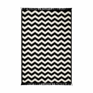 Čierno-biely obojstranný koberec Zig Zag 80 × 150 cm Cihan Bilisim Tekstil