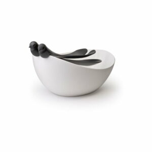Bielo-čierny šalátový set s misou Qualy&CO Salad Bowl Qualy