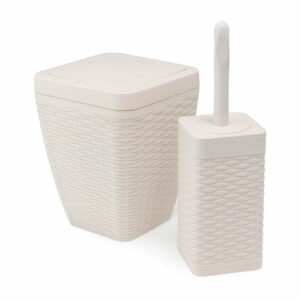Set krémového koupelnového kôše a WC kartáče Addis Calico Addis