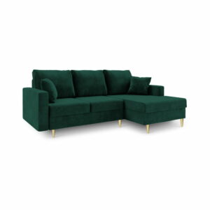 Zelená štvormiestna rozkladacia pohovka s úložným priestorom Mazzini Sofas Muguet